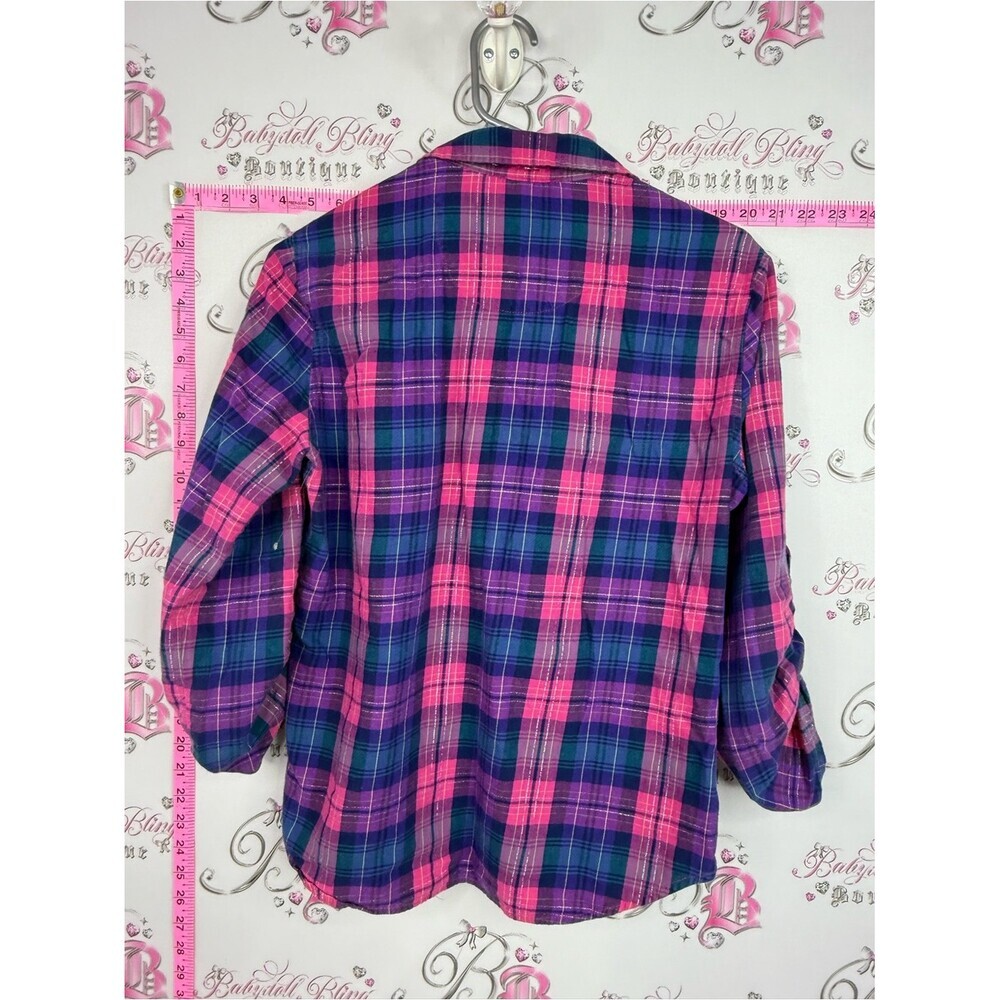Victoria's Secret shirt Pink & Purple Plaid Button-Down Shirt - Picture 2 of 11